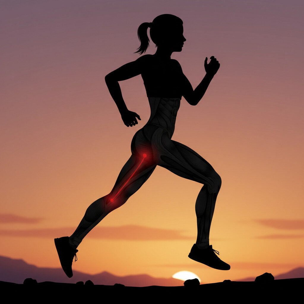 Illustration of muscle imbalances causing knee stress in running