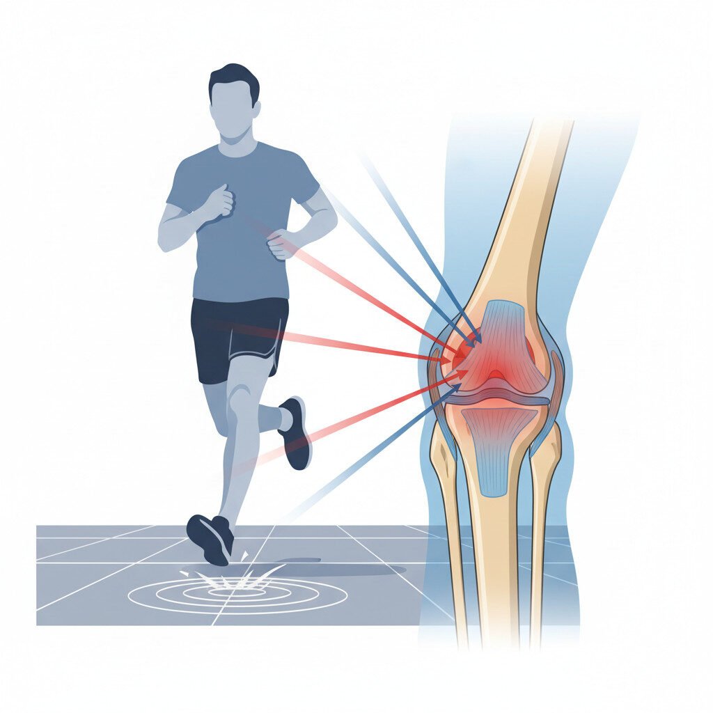 Diagram illustrating forces on the knee joint during running